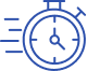 Icône Chronomètre Bleu : Rapidité et Efficacité du Service Icône de chronomètre bleu avec lignes de vitesse symbolisant la rapidité et l'efficacité des services.