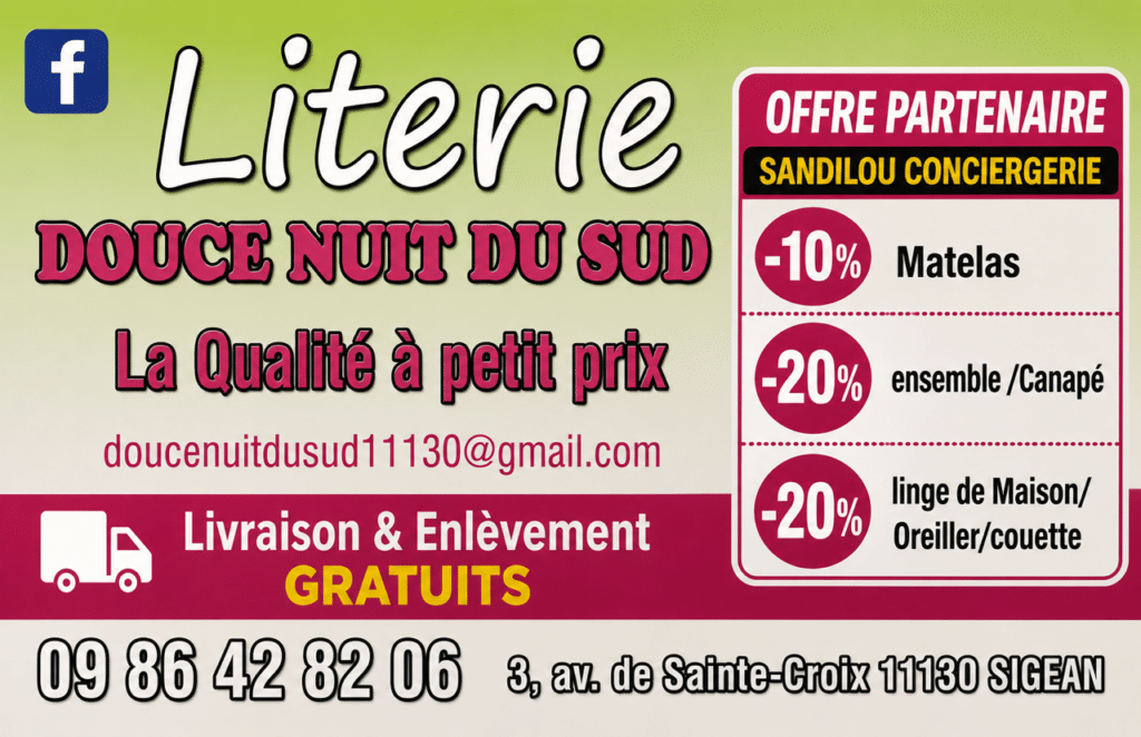Literie Douce Nuit du Sud : Matelas et Canapés à Sigean Literie Douce Nuit du Sud à Sigean : promos sur matelas et canapés. Livraison et enlèvement gratuits à domicile.