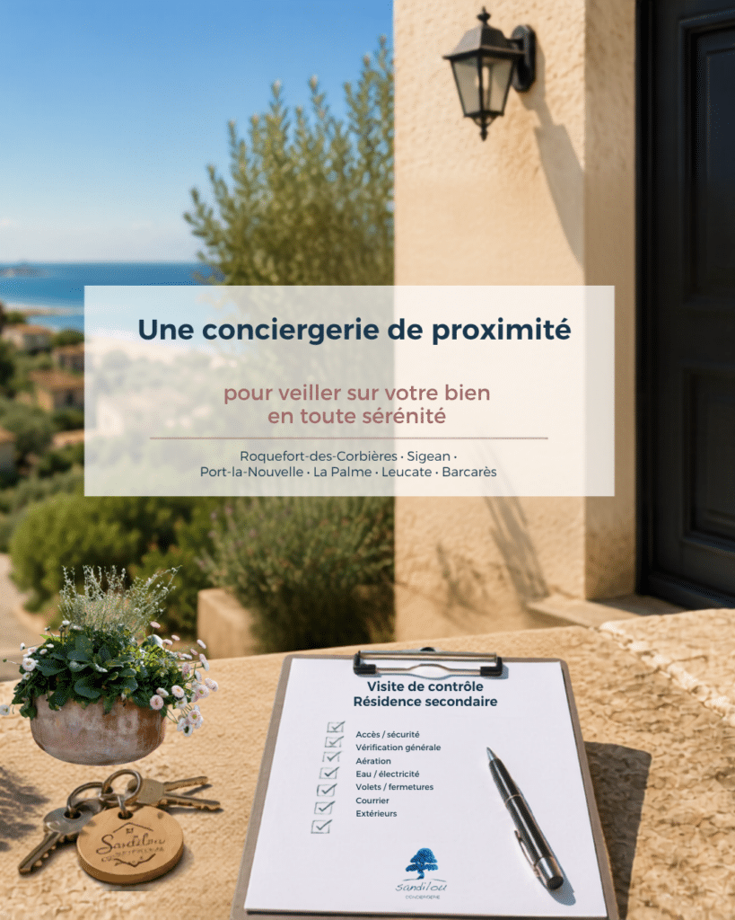 Conciergerie Sandilou : checklist de visite de contrôle pour résidence secondaire devant une vue mer apaisante.